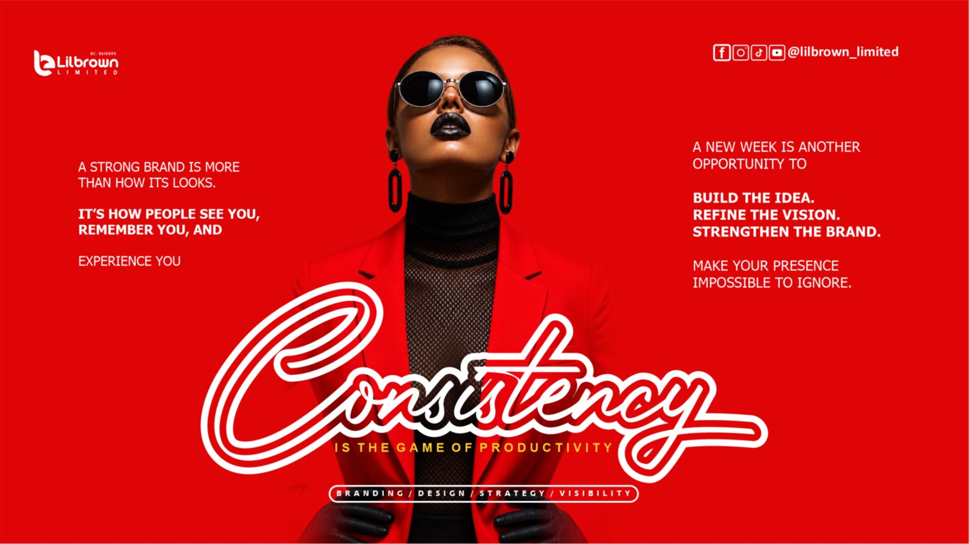 Consistency is the game of productivity. Branding, design, strategy, visibility.