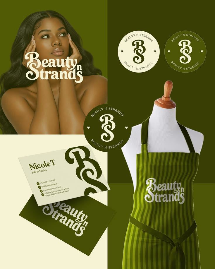 Beauty N Strands brand identity board
