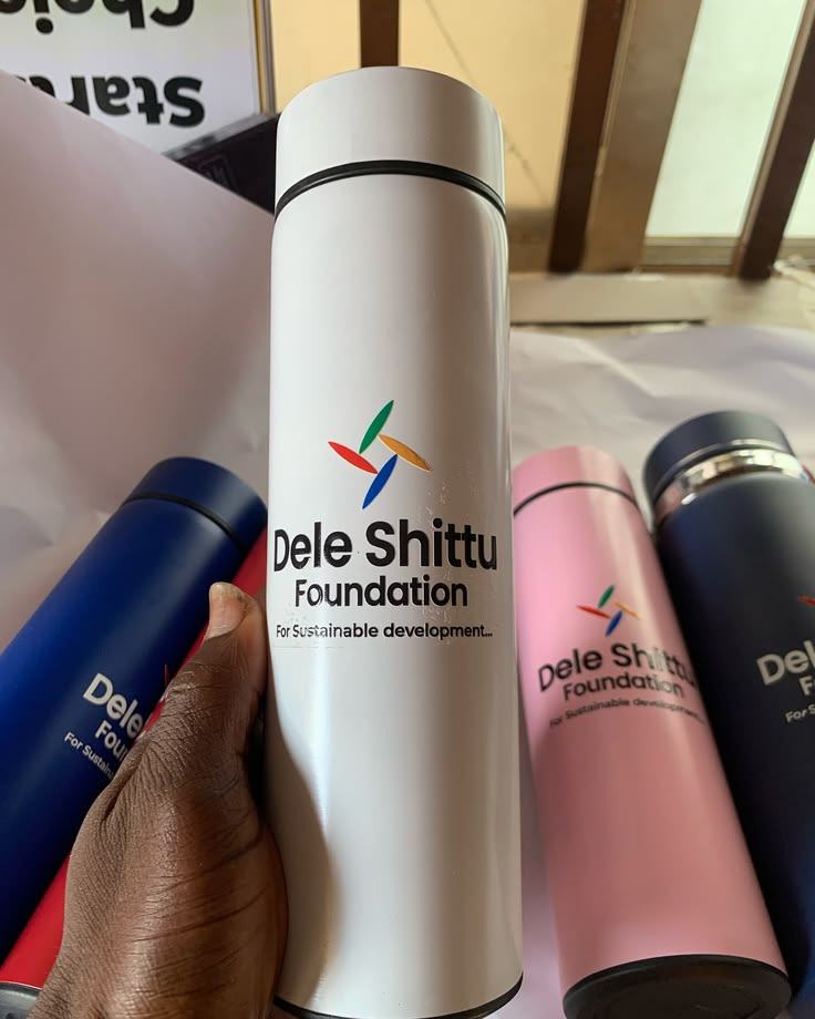 Branded flasks for Dele Shittu Foundation