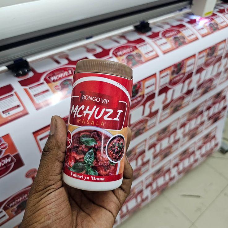 Mchuzi Masala product labels being printed