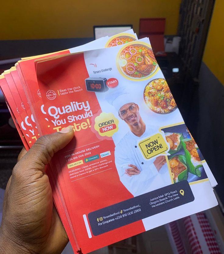 Printed Timers fast food flyers